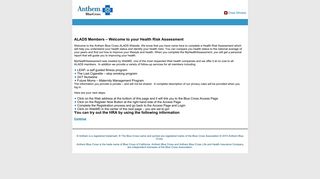 Anthem Blue Cross : Take your Health Risk Assessment