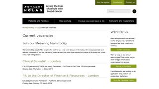 Current vacancies | Anthony Nolan