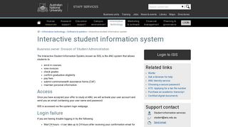 Interactive student information system - Staff Services - ANU