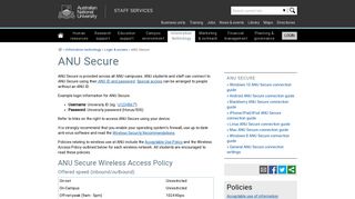 ANU Secure - Staff Services - ANU