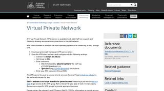 Virtual Private Network - Staff Services - ANU