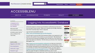 Logging into AccessibleNU Database : | Northwestern Student Affairs