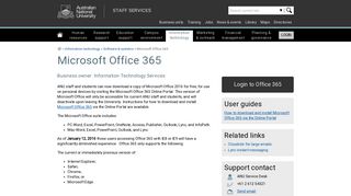 Microsoft Office 365 - Staff Services - ANU