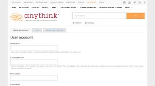 User account | Anythink Libraries