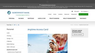 Anytime Access Card - Northwest Bank