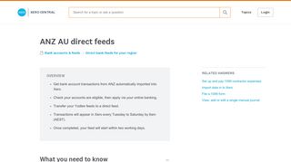ANZ AU direct feeds - Xero Central