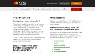 Reloading Single Currency Cash Passport