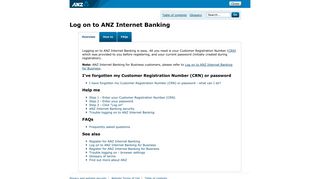 Log on to ANZ Internet Banking - | ANZ Internet Banking help