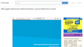 ANZ egate Merchant Administration. Quick Reference Guide - PDF