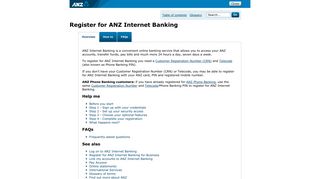 Register for ANZ Internet Banking