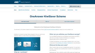OneAnswer KiwiSaver Scheme - ANZ Investments