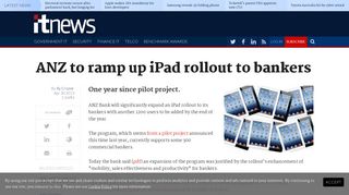 ANZ to ramp up iPad rollout to bankers - Finance - Hardware ... - iTnews
