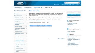 Balance enquiries - ANZ Internet Access | ANZ
