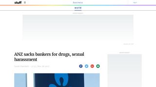 ANZ sacks bankers for drugs, sexual harassment | Stuff.co.nz