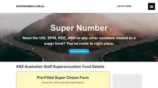 ANZ Australian Staff Super's USI Number, ABN & SPIN. - Super Number