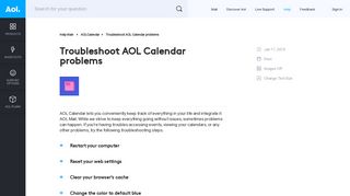 Troubleshoot AOL Calendar problems - AOL Help