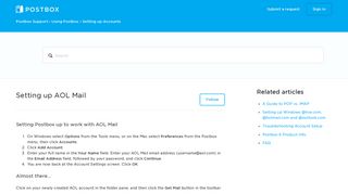 Setting up AOL Mail – Postbox Support