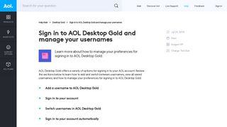 Sign in to AOL Desktop Gold and manage your usernames - AOL Help