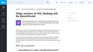 Older versions of AOL Desktop will be discontinued - AOL Help