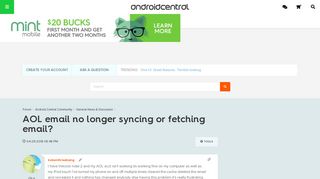 AOL email no longer syncing or fetching email? - Android Forums at ...