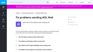 Fix problems sending AOL Mail - AOL Help