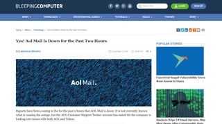 Yes! Aol Mail Is Down for the Past Two Hours - Bleeping Computer