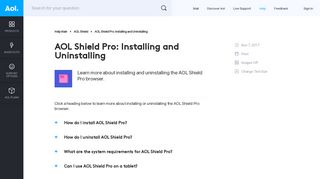AOL Shield Pro: Installing and Uninstalling - AOL Help