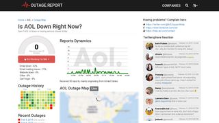 AOL Down? Service Status, Map, Problems History - Outage.Report