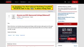 Anyone use AOL Sponsored Listings (Adsonar)? | Warrior Forum - The ...