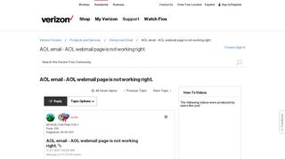 AOL email - AOL webmail page is not working right. - Verizon Fios ...