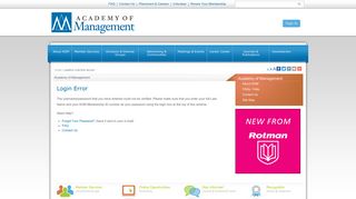 Login Error - Academy of Management
