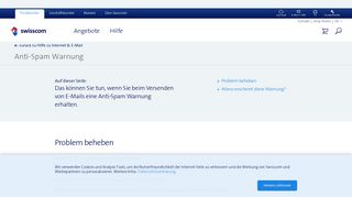 Anti-Spam Warnung bei E-Mail-Versand - Hilfe | Swisscom