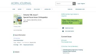 Special Focus Issue: Orthopedics: AORN Journal : Vol 108 , No 1