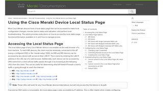 Using the Cisco Meraki Device Local Status Page - Cisco Meraki