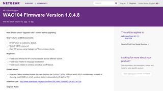 WAC104 Firmware Version 1.0.4.8 | Answer | NETGEAR Support