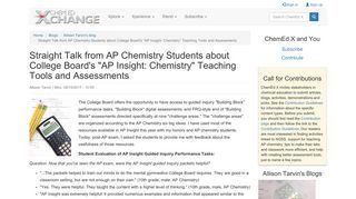 Straight Talk from AP Chemistry Students about College ... - ChemEdX