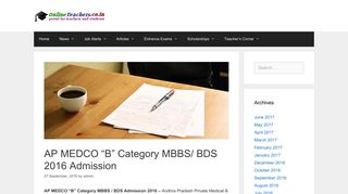 AP MEDCO “B” Category MBBS/ BDS 2016 Admission | Admissions ...