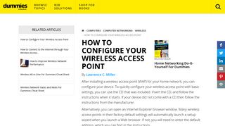 How to Configure Your Wireless Access Point - dummies