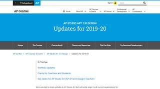 AP Studio Art: Updates for 2019-20 | AP Central — The College Board