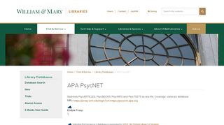 APA PsycNET | William & Mary Libraries