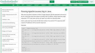 Parsing Apache access log in Java - GeeksforGeeks