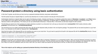 Password protect a directory using basic authentication - Apache Wiki