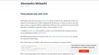 Using Apache mod_auth_form · Alessandro Melandri