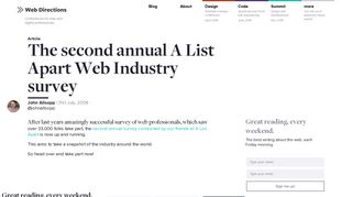 The second annual A List Apart Web Industry survey - Web Directions