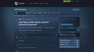 cant log in with steam acount? Password Expired? :: APB Reloaded ...