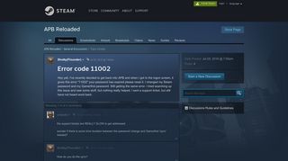 Error code 11002 :: APB Reloaded General ... - Steam Community