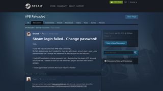 Steam login failed.. Change password! :: APB Reloaded General ...
