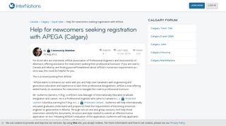 Help for newcomers seeking registration with APEGA (Calgary ...