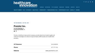 Premier Inc. | Healthcare Informatics 100