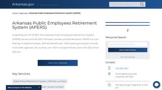Arkansas Public Employees Retirement System (APERS) | Arkansas.gov